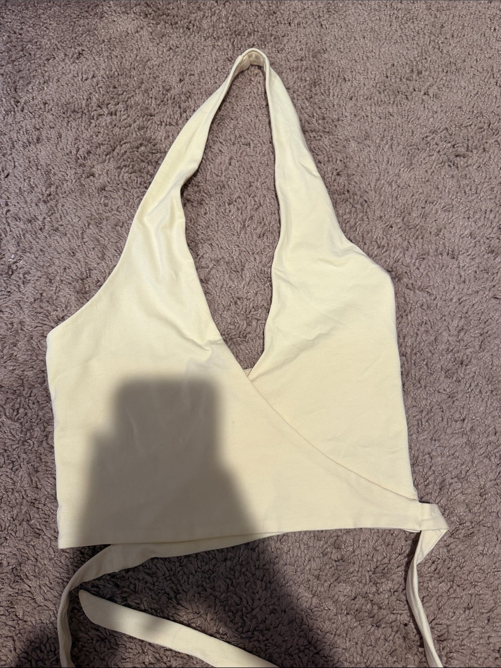 Garage Butter Yellow Halter Wrap Crop Top